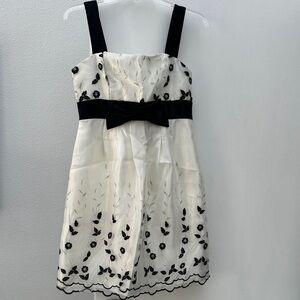 Jessica McClintock Black and White Floral Kids Dress